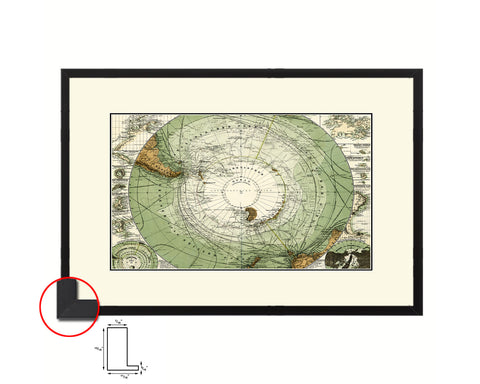 Antarctica South Pole 1872 Old Map Framed Print Art Wall Decor Gifts