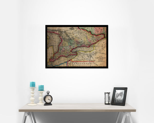 Ontario Canada Vintage Map Framed Print Art Wall Decor Gifts