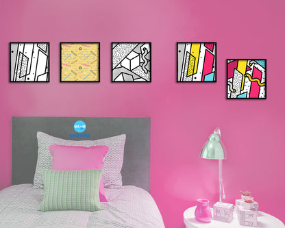 Abstract Yellow Artwork Wood Frame Gifts Modern Wall Decor Art Prints