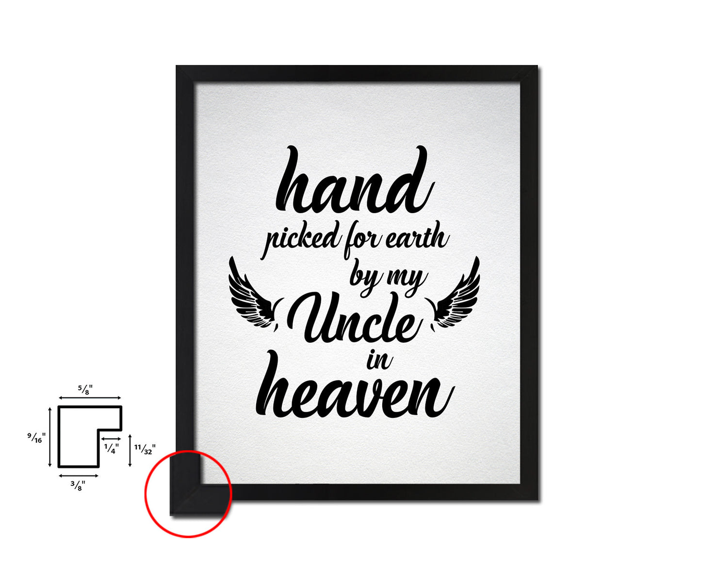 Hand picked for earth by our uncle in heaven Quote Framed Print Wall Art Decor Gifts