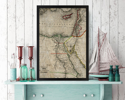 Egypt and Phoenicia Historical Map Wood Framed Print Art Wall Decor Gifts