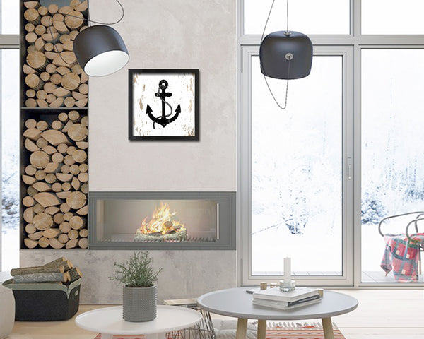 Anchor Nautical Wood Framed Gifts Ocean Beach Fishing Home Decor Wall Art Prints