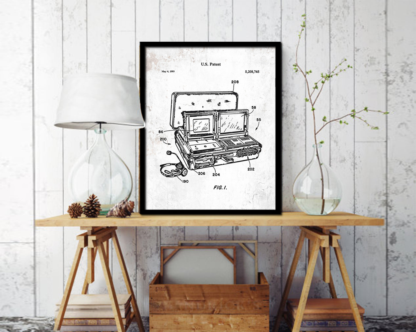Multimedia Interface and Method Computer Vintage Patent Artwork Black Frame Print Gifts