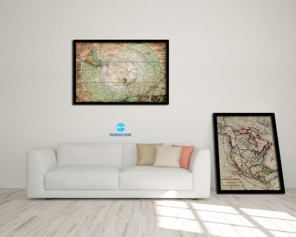 Antarctica South Pole 1872 Antique Map Framed Print Art Wall Decor Gifts