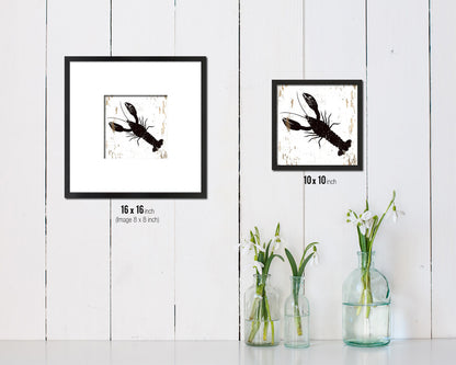 Lobster Nautical Wood Framed Gifts Ocean Beach Fishing Home Decor Wall Art Prints