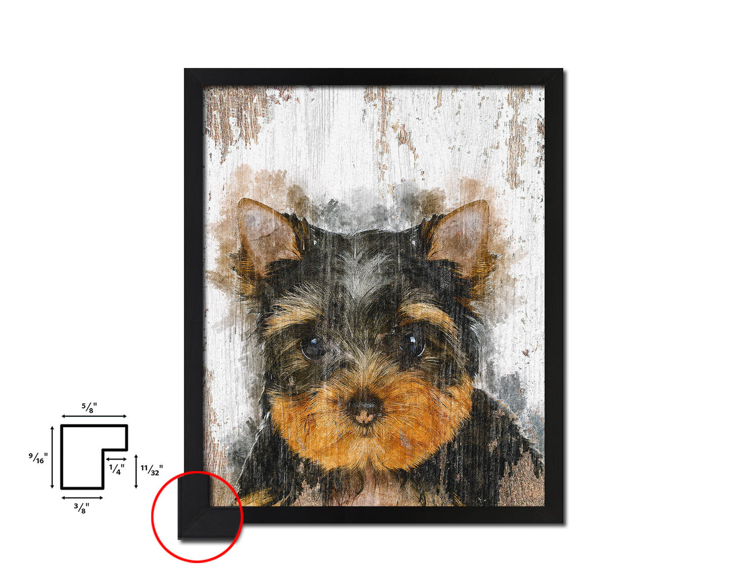 Yorkshire Terrier Dog Puppy Portrait Framed Print Pet Watercolor Wall Decor Art Gifts