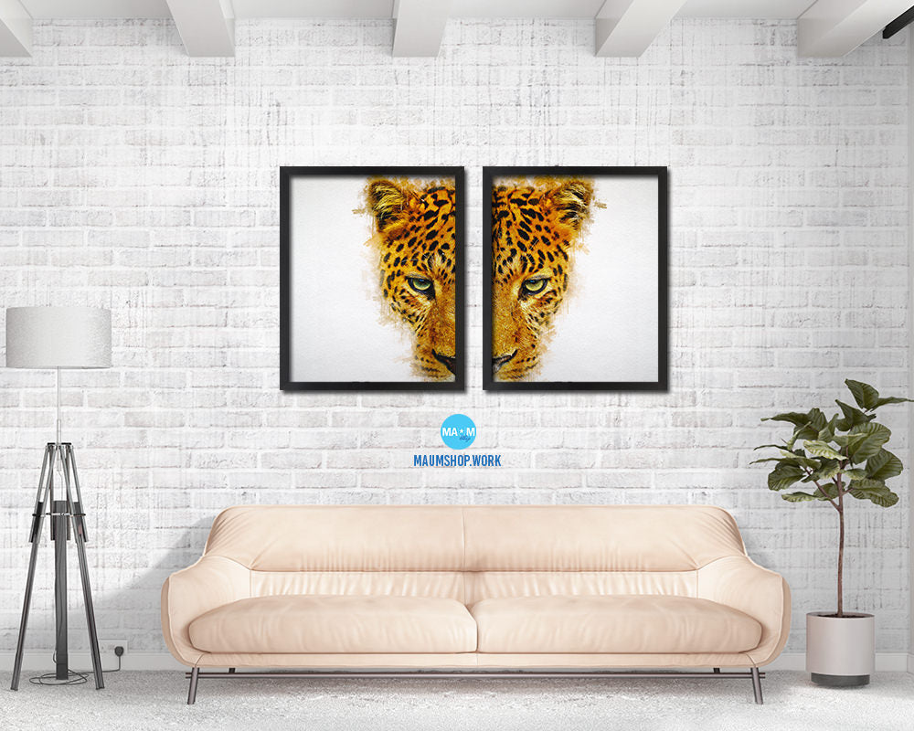 Leopard Animal Painting Print Framed Art Home Wall Decor Gifts
