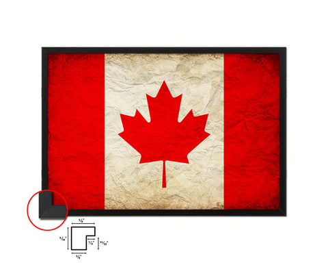 Canada Country Vintage Flag Wood Framed Print Wall Art Decor Gifts