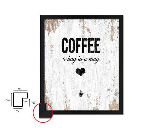 Coffee a hug in a mug Quote Framed Artwork Print Wall Decor Art Gifts