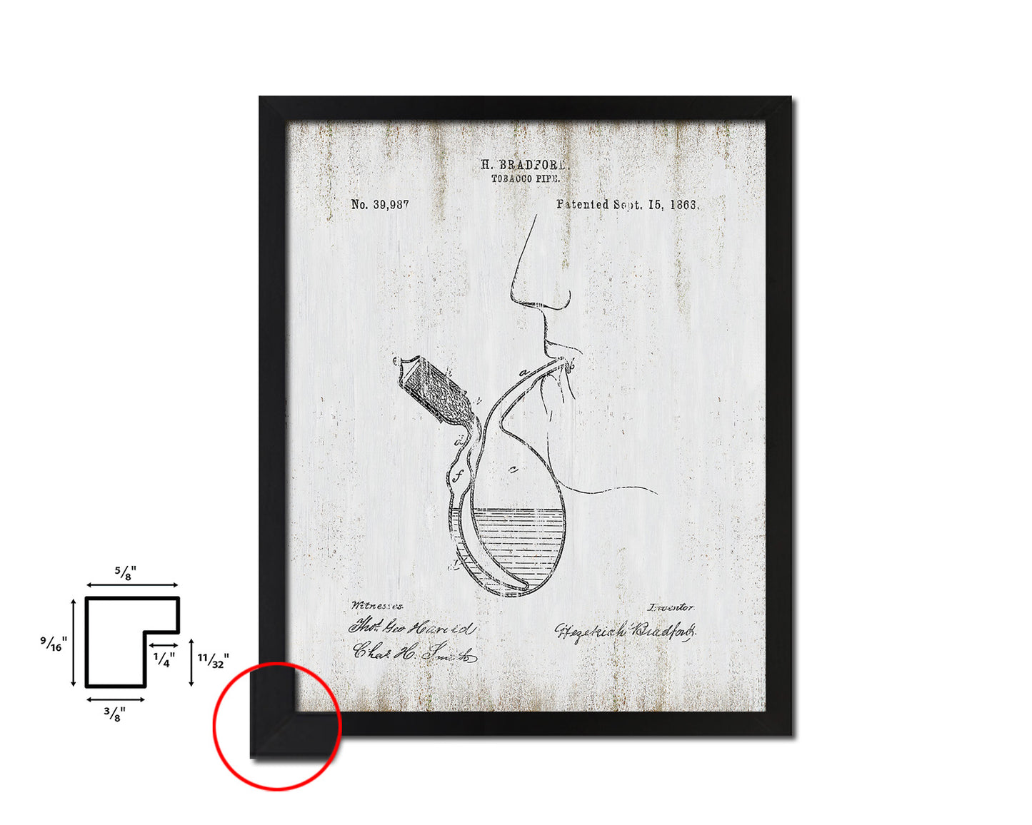 Pipe Tobacco Vintage Patent Artwork Black Frame Print Wall Art Decor Gifts