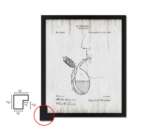 Pipe Tobacco Vintage Patent Artwork Black Frame Print Wall Art Decor Gifts