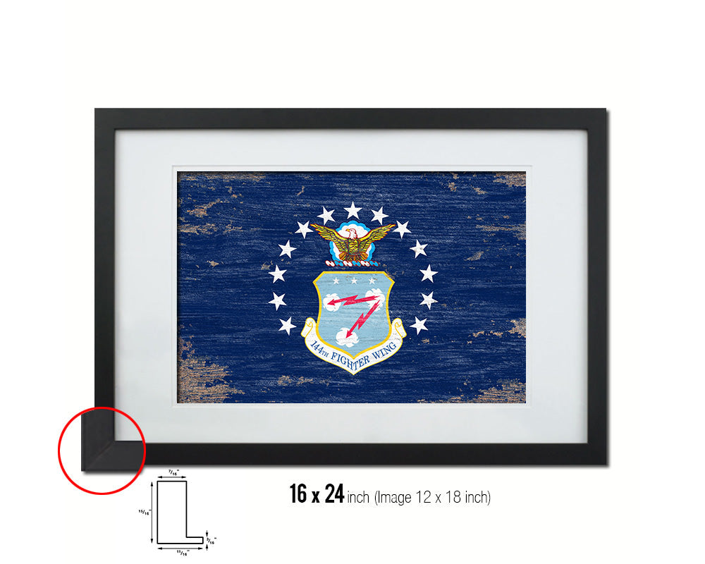 104th Fighter Wing Shabby Chic Emblem Flag Wood Framed Prints Wall Art Decor Gifts