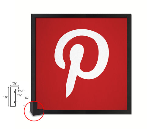 Pinterest Social Media Symbol Icons logo Wood Framed Print Home Decor Wall Art Gifts