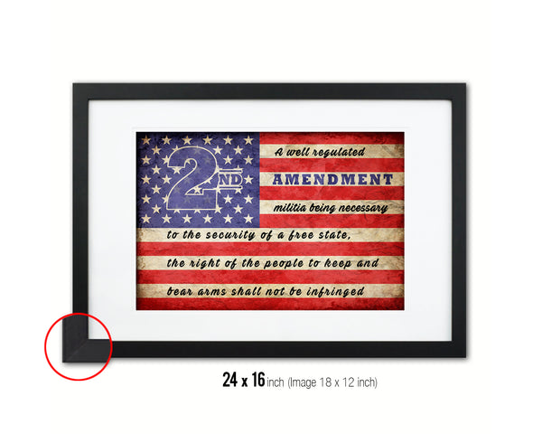 2nd Amendment Vintage Military Flag Framed Print Sign Decor Wall Art Gifts