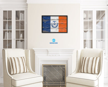 New York City New York State Rustic Flag Wood Framed Paper Prints Decor Wall Art Gifts