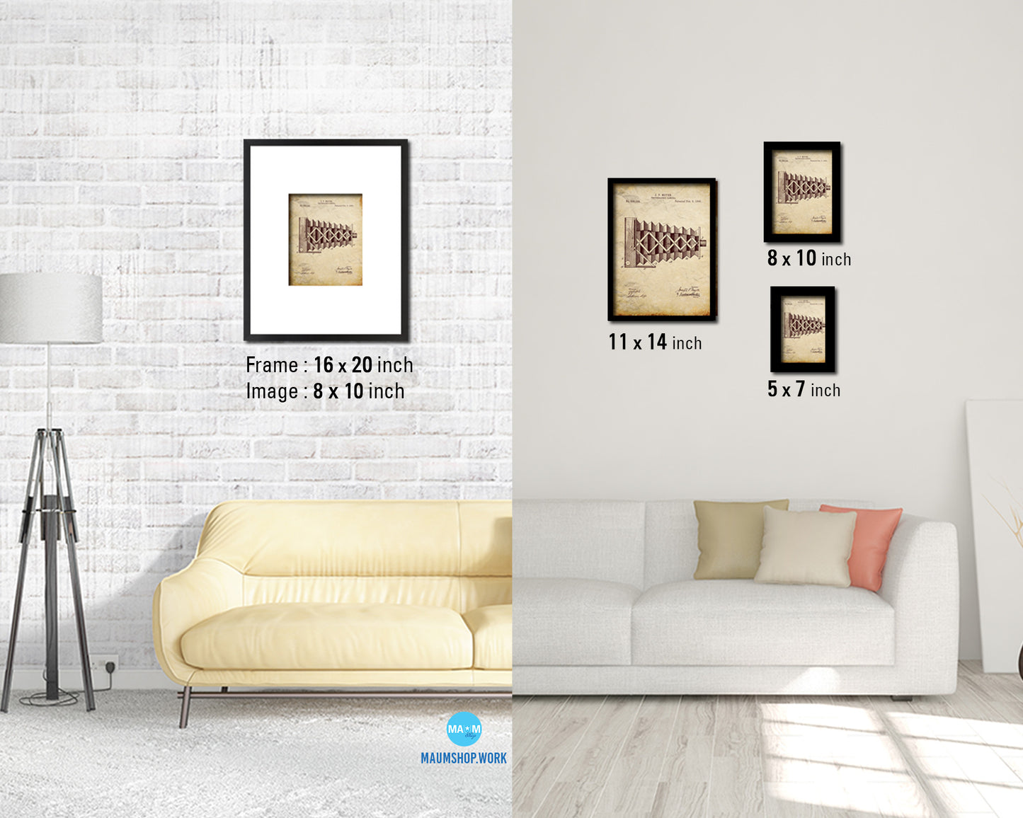 Photographic Camera Vintage Patent Artwork Walnut Frame Print Wall Art Decor Gifts