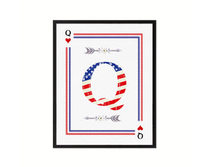 Letter U Custom Monogram Card Decks Heart American Flag Framed Print Wall Art Decor Gifts