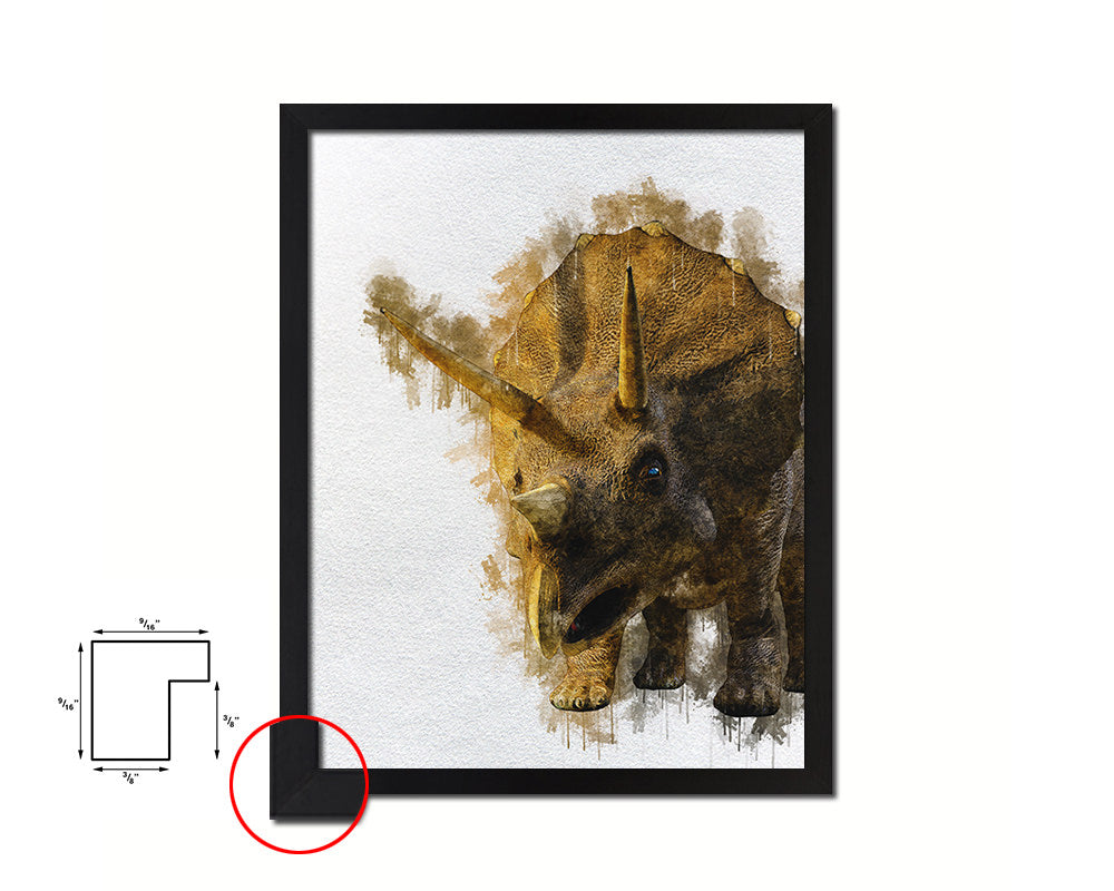 Triceratops Animal Painting Print Framed Art Home Wall Decor Gifts