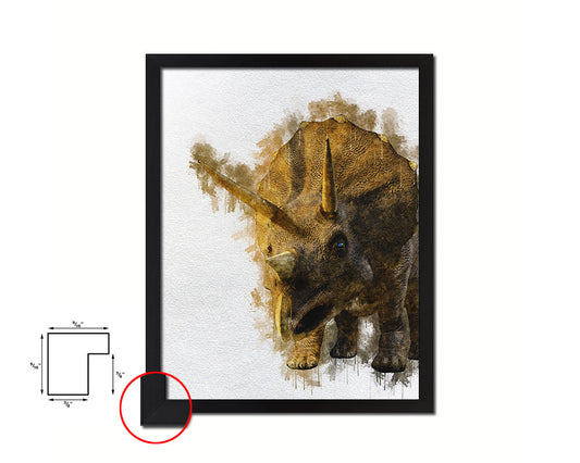 Triceratops Animal Painting Print Framed Art Home Wall Decor Gifts