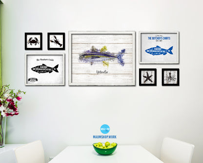 Yellowfin Fish Framed Prints Modern Restaurant Sushi Bar Watercolor Wall Art Decor