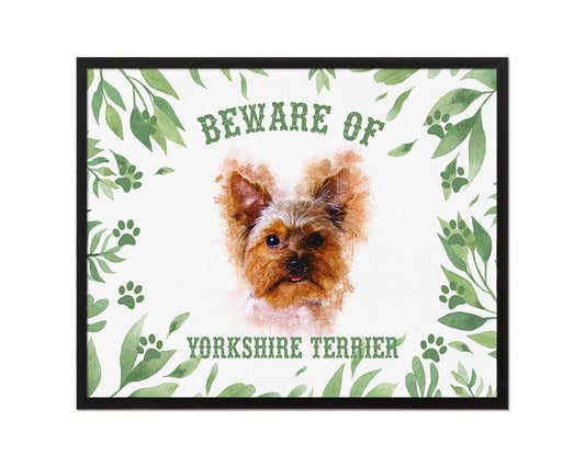 Beware of Russell Terrier Sign Wood Framed Print Wall Art Decor Gifts