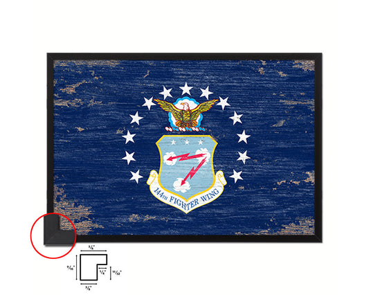 104th Fighter Wing Shabby Chic Emblem Flag Wood Framed Prints Wall Art Decor Gifts