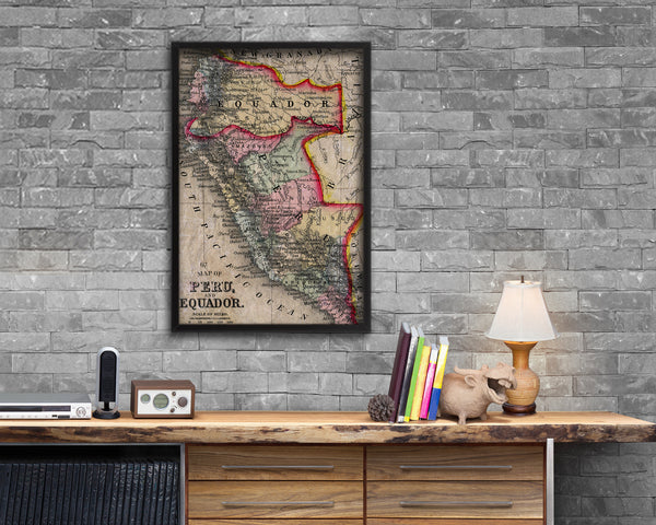 Peru Historical Map Wood Framed Print Art Wall Decor Gifts