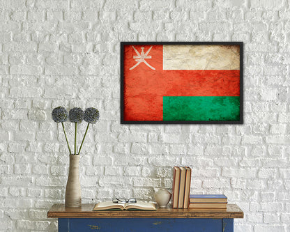 Oman Country Vintage Flag Wood Framed Print Wall Art Decor Gifts