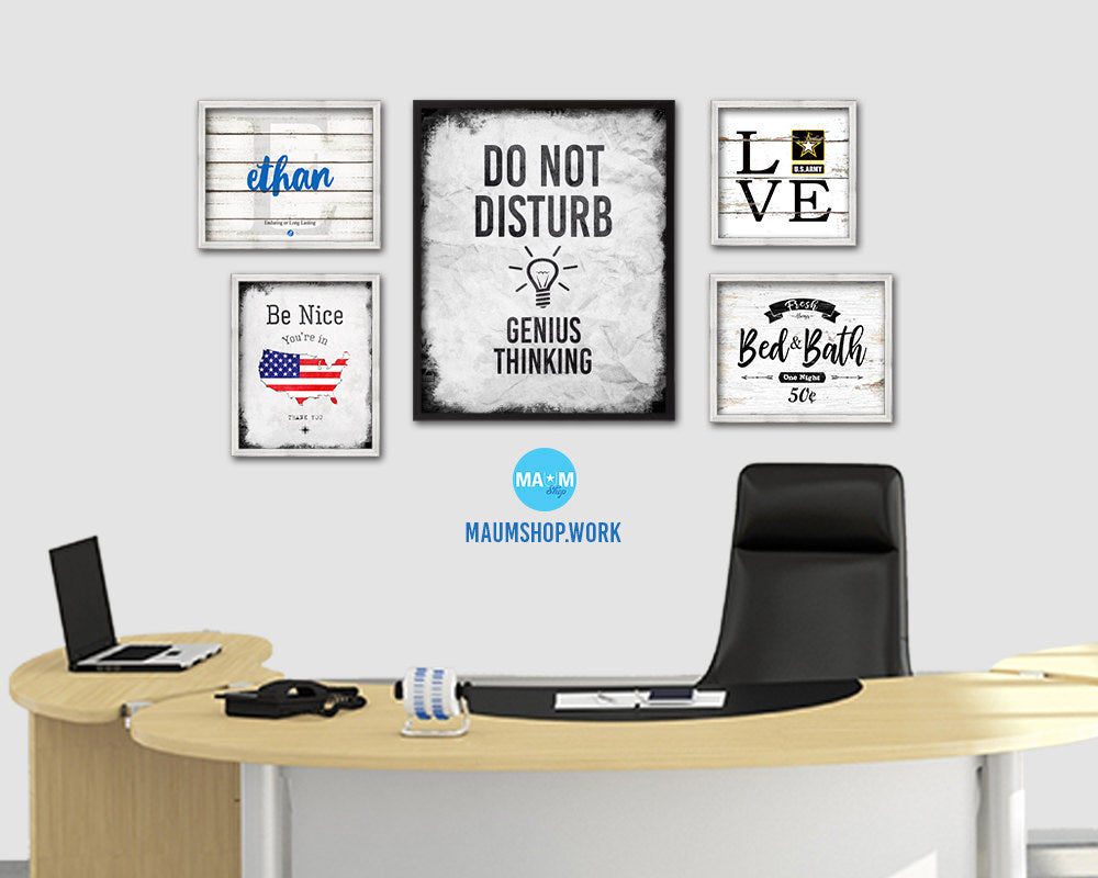 Do not disturb genius thinking Notice Danger Sign Framed Print Home Decor Wall Art Gifts