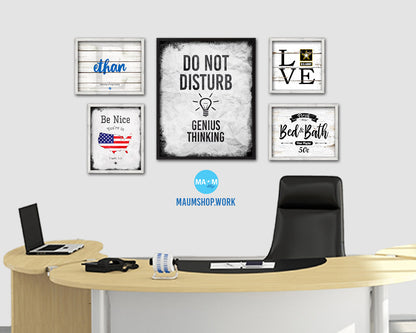 Do not disturb genius thinking Notice Danger Sign Framed Print Home Decor Wall Art Gifts