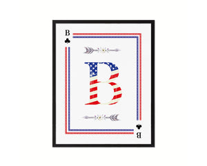 Letter B Custom Monogram Card Decks Clover American Flag Framed Print Wall Art Decor Gifts