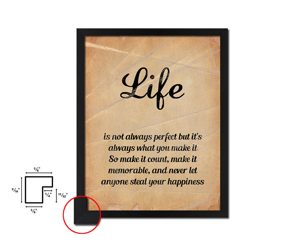 Life is not always perfect Quote Paper Artwork Framed Print Wall Decor Art