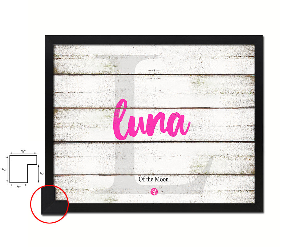 Luna Personalized Biblical Name Plate Art Framed Print Kids Baby Room Wall Decor Gifts