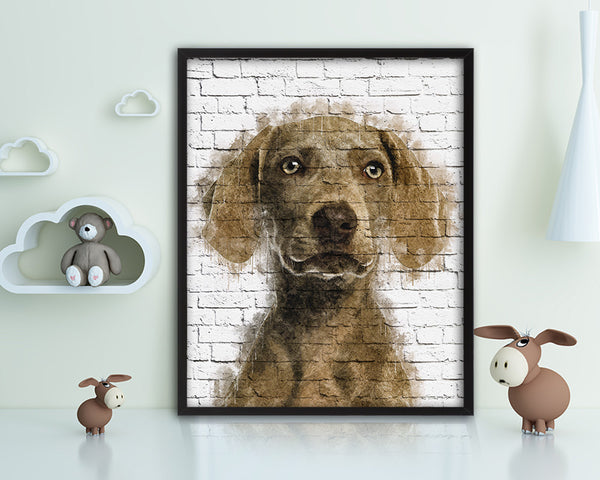 Weimarane Dog Puppy Portrait Framed Print Pet Watercolor Wall Decor Art Gifts