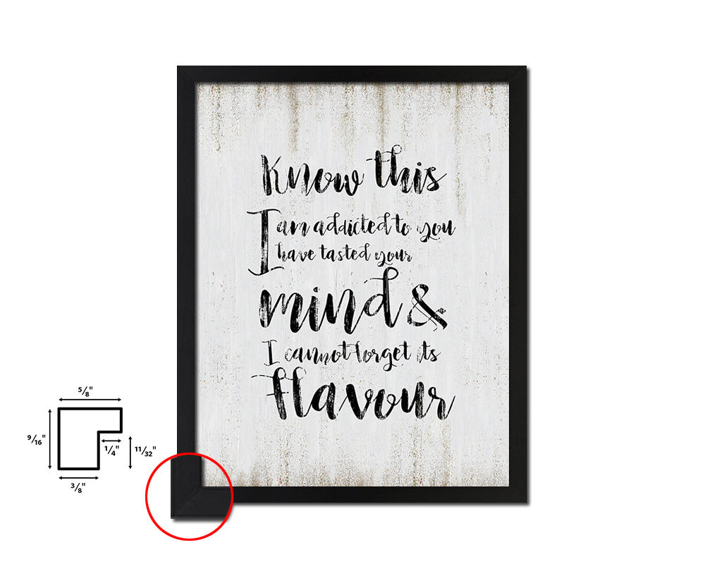 Know this I am addicted to you Quote Wood Framed Print Wall Decor Art