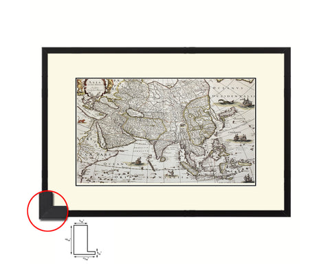 Asia Willem Blaeu Amsterdam 1640 Old Map Framed Print Art Wall Decor Gifts