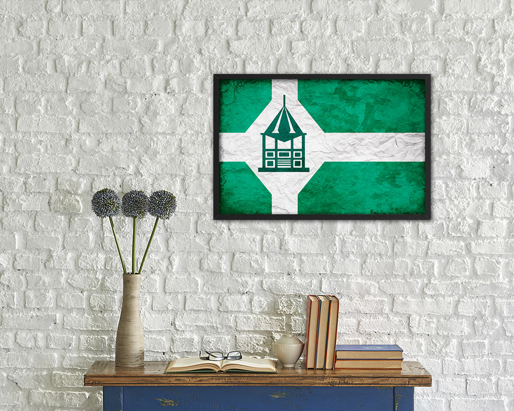 Milford City Connecticut State Vintage Flag Wood Framed Prints Decor Wall Art Gifts