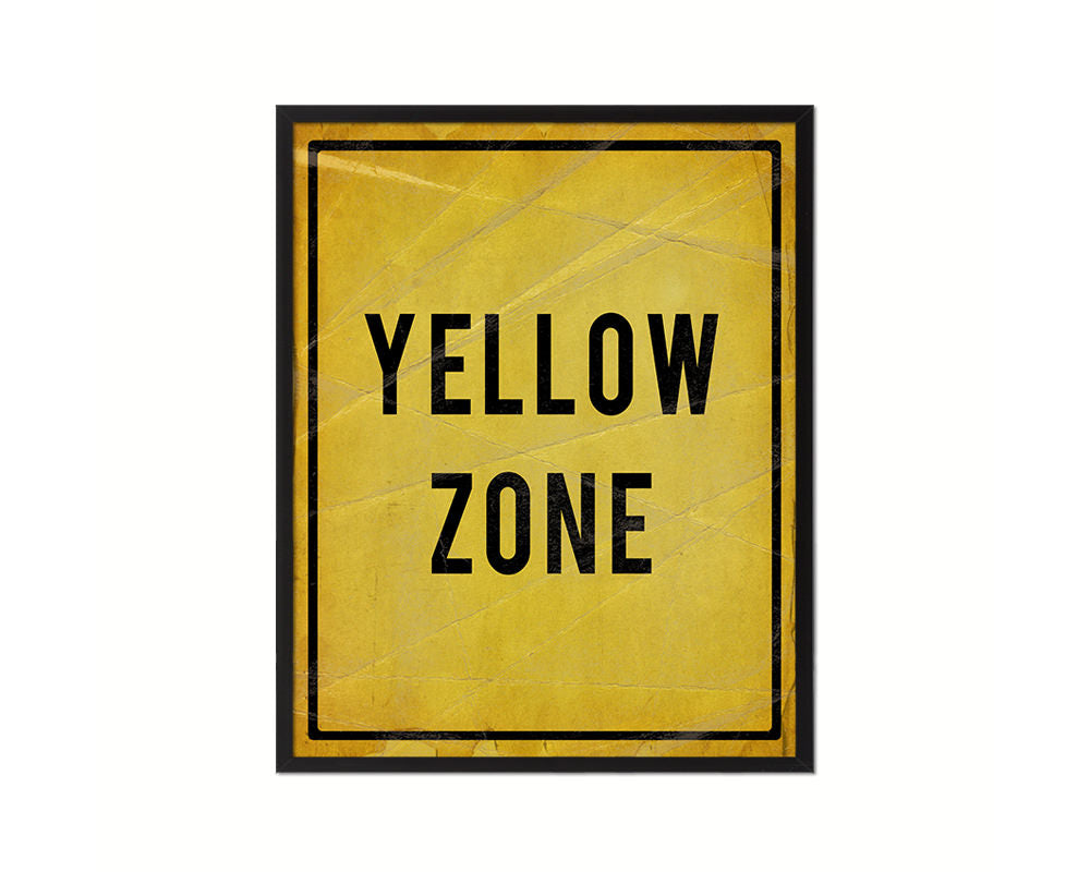 Yellow Zone Notice Danger Sign Framed Print Home Decor Wall Art Gifts