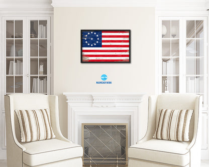 Cowpens US Historical Revolutionary War Shabby Chic Military Flag Framed Print Art