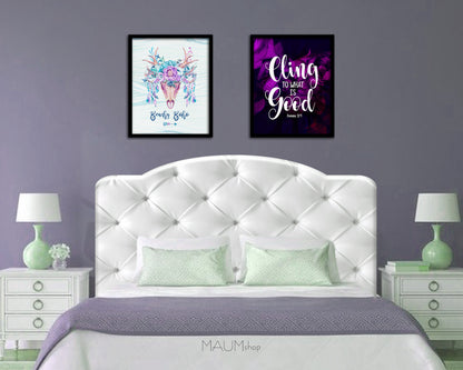 Cling to what is good Romans, 12:9-1 Bible Verse Scripture Framed Print Wall Decor Art Gifts