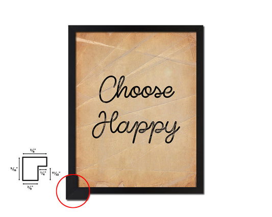 Choose happy Quote Paper Artwork Framed Print Wall Decor Art