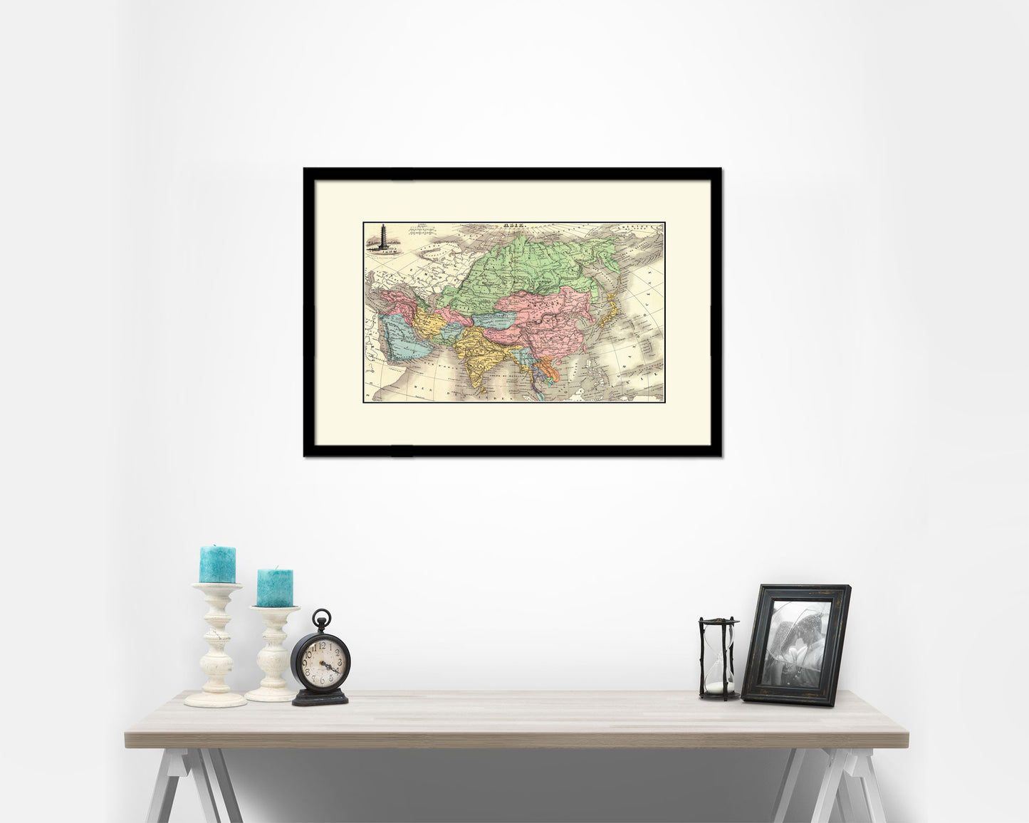 Asia 1875 Old Map Framed Print Art Wall Decor Gifts