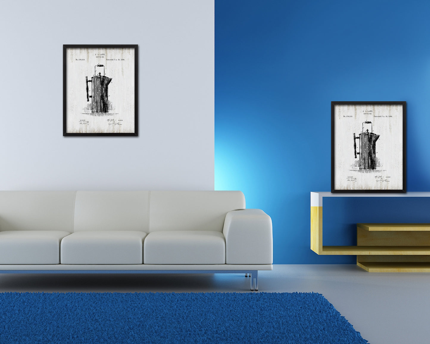 Pot Coffee Vintage Patent Artwork Black Frame Print Wall Art Decor Gifts