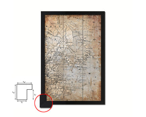 Japan Korea China Antique Map Wood Framed Print Art Wall Decor Gifts