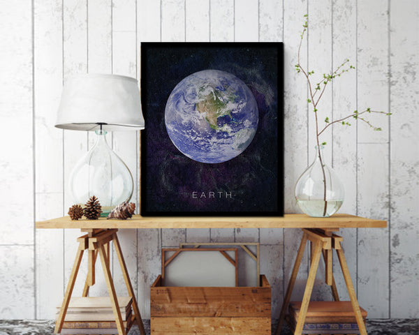 Earth Planet Prints Watercolor Solar System Framed Print Home Decor Wall Art Gifts
