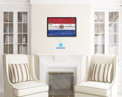 Paraguay Country Wood Rustic National Flag Wood Framed Print Wall Art Decor Gifts