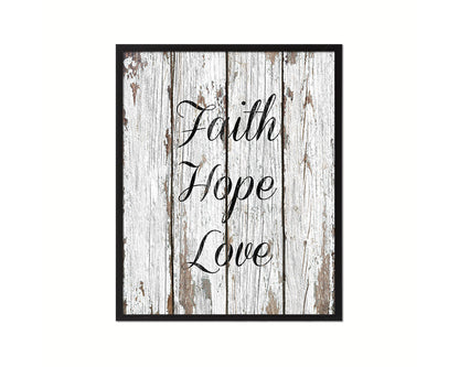 Faith Hope Love Quote Wood Framed Print Home Decor Wall Art Gifts