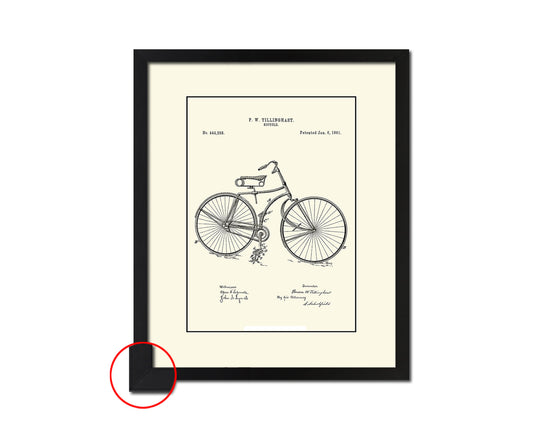 Pedals Bicycle Vintage Patent Artwork Black Frame Print Wall Art Decor Gifts