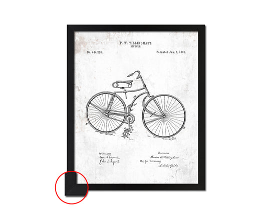 Pedals Bicycle Vintage Patent Artwork Black Frame Print Wall Art Decor Gifts