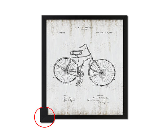 Pedals Bicycle Vintage Patent Artwork Black Frame Print Wall Art Decor Gifts